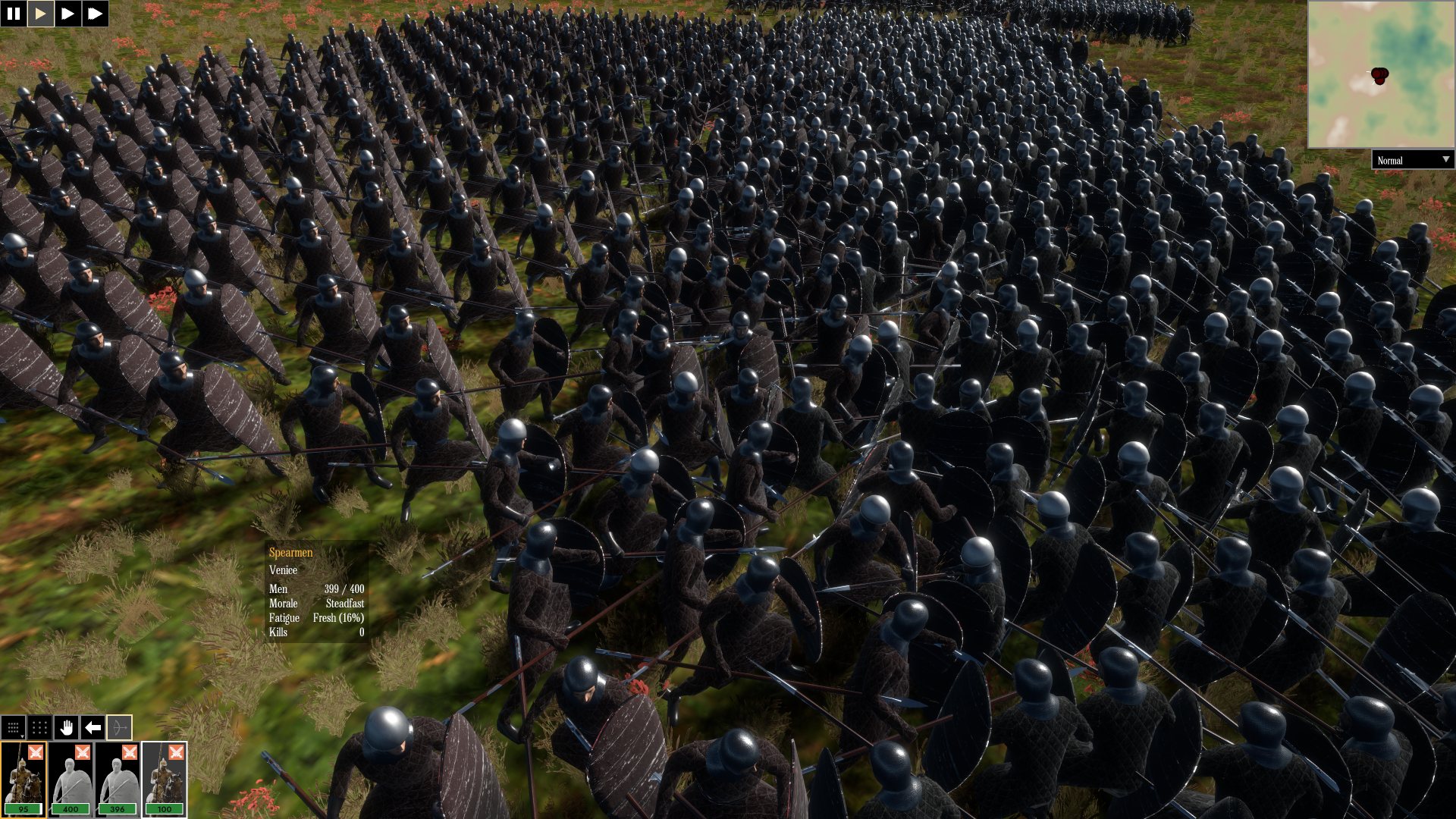 A dense block of infantry